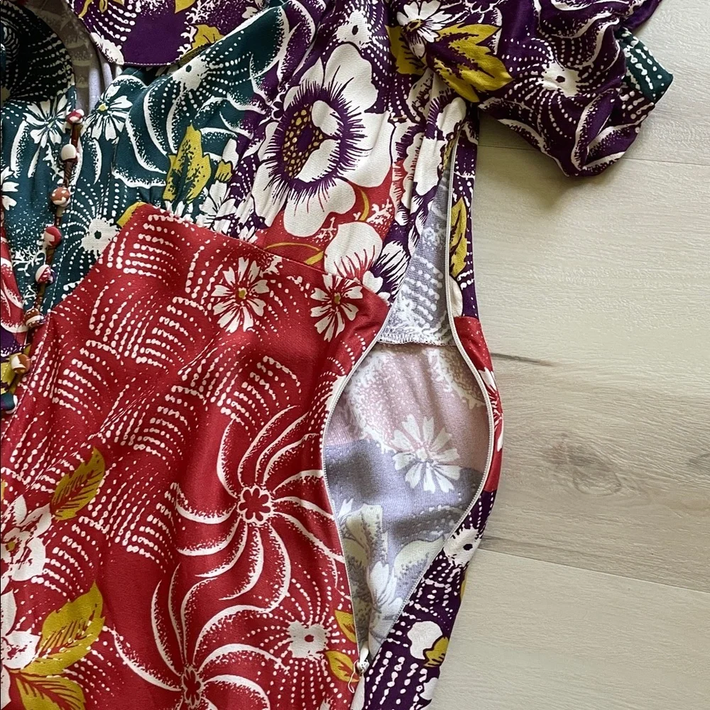 By Anthropologie V-Neck Flutter-Sleeve Buttoned Handkerchief Maxi Dress - Picture 15 of 17